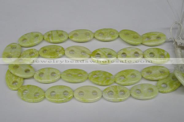 CFG308 15.5 inches 20*30mm carved oval lemon jade gemstone beads