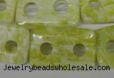 CFG336 15.5 inches 20*30mm carved rectangle lemon jade beads