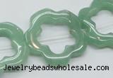 CFG34 15.5 inches 30mm carved flower green aventurine jade beads