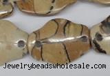 CFG340 22*30mm carved hexagon African leopard skin jasper beads