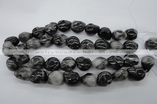 CFG346 15.5 inches 18*22mm carved skull eagle eye jasper beads