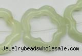 CFG36 15.5 inches 30mm carved flower green jade beads