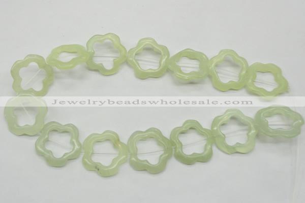 CFG36 15.5 inches 30mm carved flower green jade beads