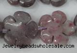 CFG459 15.5 inches 24mm carved flower lilac jasper beads