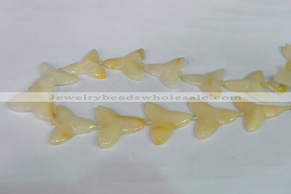 CFG521 15.5 inches 34*37mm carved flower yellow aventurine beads