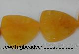 CFG527 15.5 inches 25*25mm carved triangle yellow aventurine beads