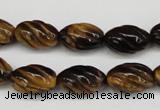 CFG53 15.5 inches 10*16mm carved rice yellow tiger eye gemstone beads