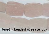 CFG546 15.5 inches 15*20mm carved brick rose quartz beads