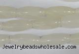 CFG551 15.5 inches 8*20mm carved rice white jade beads