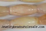 CFG555 15.5 inches 15*35mm carved rice pink aventurine beads