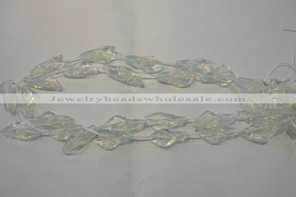 CFG558 15.5 inches 14*28mm carved trumpet flower opal beads