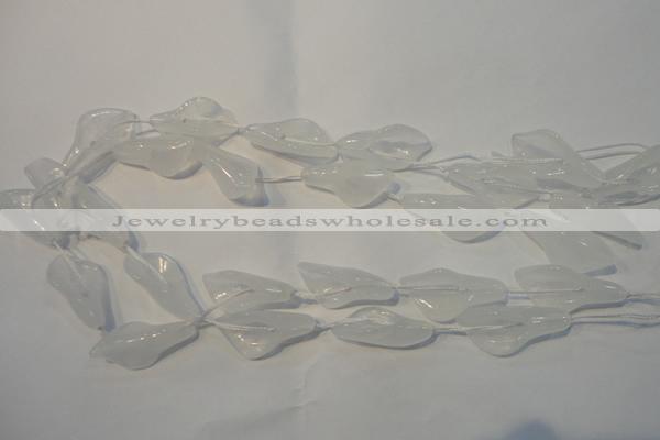 CFG559 15.5 inches 14*28mm carved trumpet flower white jade beads