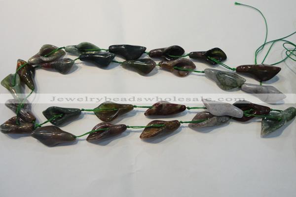 CFG564 15.5 inches 14*28mm carved trumpet flower Indian agate beads