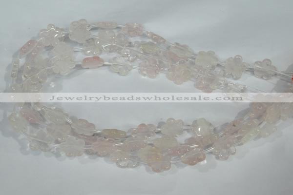 CFG651 15.5 inches 15mm carved flower rose quartz beads