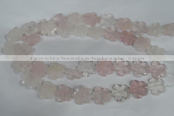 CFG652 15.5 inches 20mm carved flower rose quartz beads