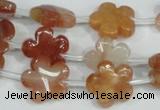 CFG654 15.5 inches 15mm carved flower red quartz beads