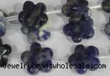 CFG669 15.5 inches 15mm carved flower sodalite gemstone beads