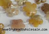 CFG672 15.5 inches 15mm carved flower agate gemstone beads