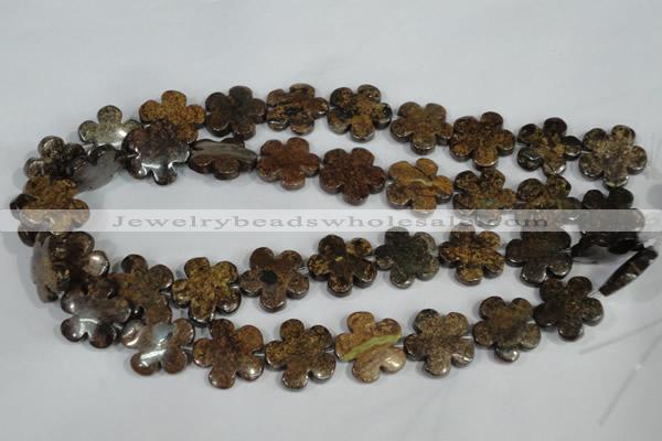 CFG679 15.5 inches 20mm carved flower bronzite gemstone beads