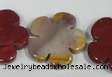 CFG686 15.5 inches 30mm carved flower mookaite gemstone beads