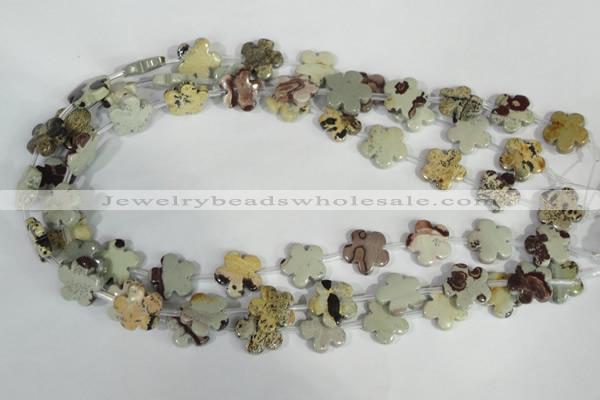 CFG687 15.5 inches 15mm carved flower artistic jasper beads