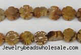 CFG69 15.5 inches 10mm carved flower yellow tiger eye gemstone beads