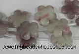 CFG690 15.5 inches 15mm carved flower lilac jasper beads