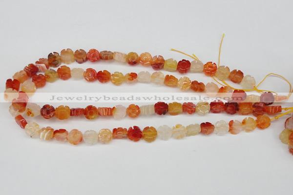 CFG71 15.5 inches 10mm carved flower agate gemstone beads