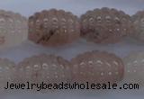 CFG751 15.5 inches 15*20mm carved rice natural pink quartz beads