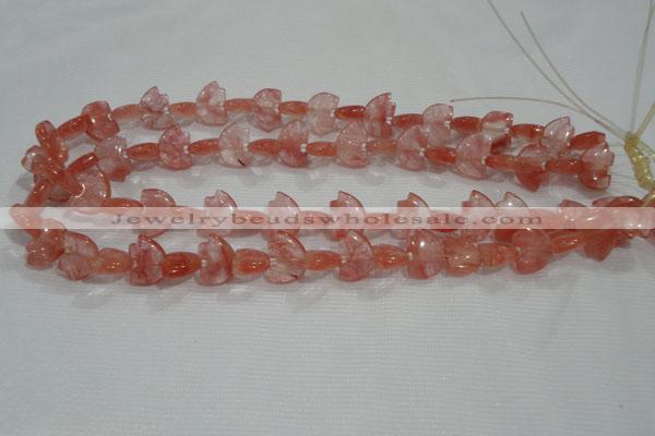 CFG785 15.5 inches 10*15mm carved animal cloudy quartz beads