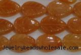 CFG817 12.5 inches 15*20mm carved leaf red aventurine beads wholesale