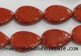 CFG822 12.5 inches 15*20mm carved leaf red jasper beads wholesale