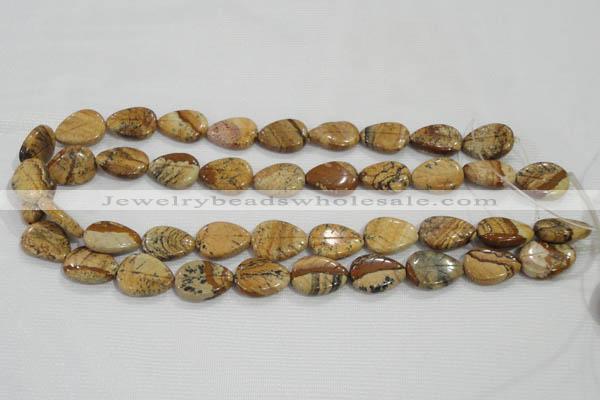 CFG823 12.5 inches 15*20mm carved leaf picture jasper beads wholesale