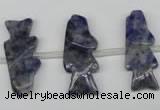 CFG851 Top-drilled 10*26mm carved animal sodalite gemstone beads