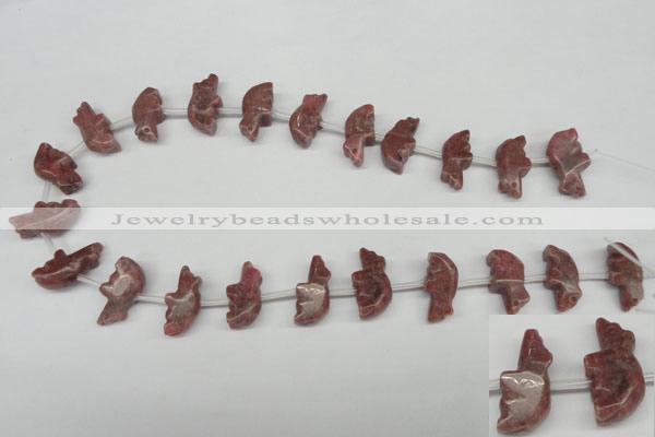 CFG856 Top-drilled 10*23mm carved animal rhodochrosite beads