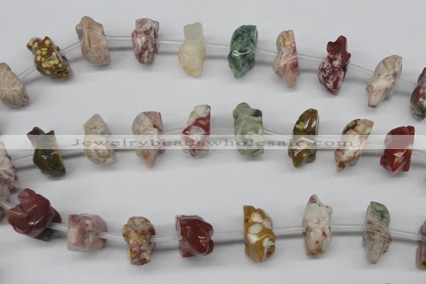 CFG864 Top-drilled 12*18mm carved animal mixed gemstone beads