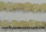 CFG880 15.5 inches 10mm carved flower yellow jade gemstone beads