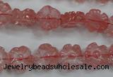 CFG884 15.5 inches 12mm carved flower cherry quartz beads