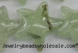 CFG919 15.5 inches 30*33mm carved star green rutilated quartz beads