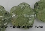 CFG923 32*33mm faceted & carved flower green rutilated quartz beads