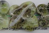 CFG938 15.5 inches 30*33mm carved butterfly yellow & green opal beads