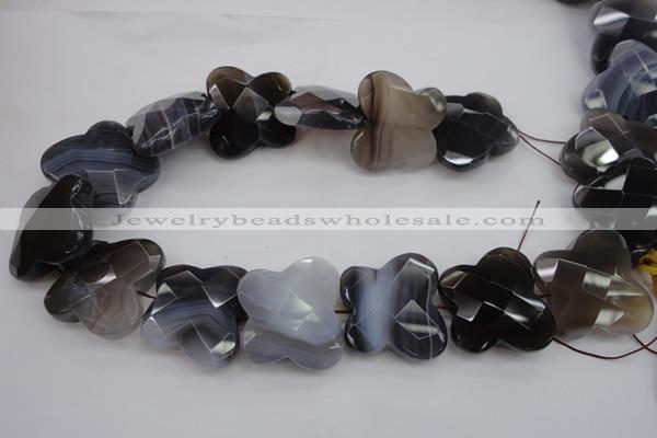 CFG951 30*33mm faceted & carved butterfly grey botswana agate beads