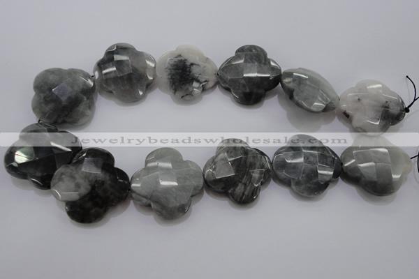 CFG963 15.5 inches 32*33mm faceted & carved flower eagle eye jasper beads