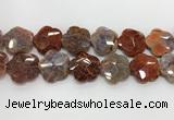 CFG979 15.5 inches 33*33mm carved flower fire agate beads