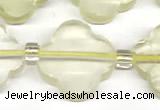 CFG991 15 inches 16mm - 17mm carved flower lemon quartz beads