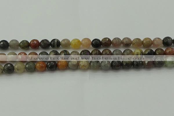 CFJ212 15.5 inches 8mm faceted round fancy jasper beads wholesale