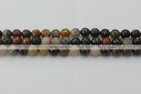 CFJ213 15.5 inches 10mm faceted round fancy jasper beads wholesale