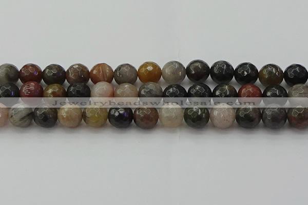 CFJ214 15.5 inches 12mm faceted round fancy jasper beads wholesale