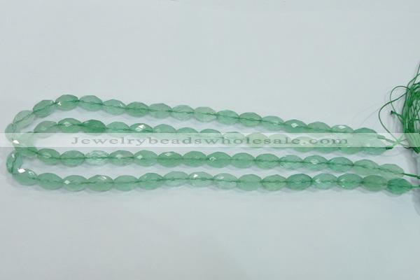 CFL102 15.5 inches 8*12mm faceted rice natural green fluorite beads