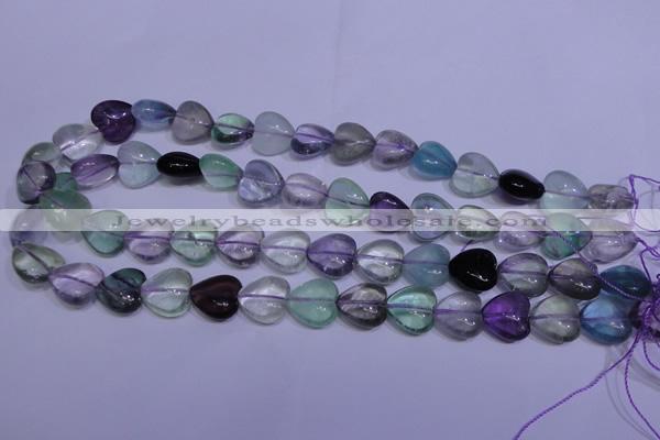 CFL1054 15 inches 14*14mm heart natural fluorite gemstone beads